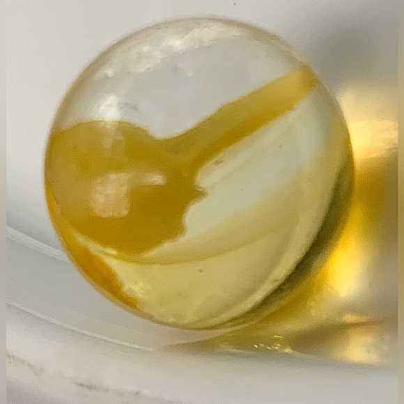 Vintage Yellow Egg Yolk Cat’s Claw Blown Glass Antique Marble - Picture 11 of 16